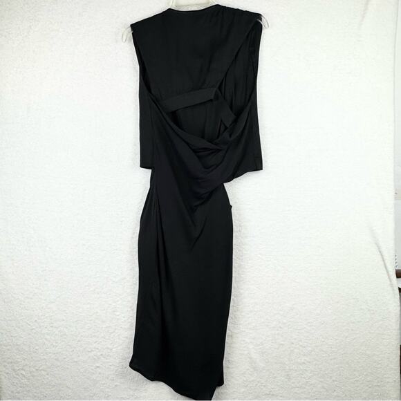 Helmut Lang Womens Black Sleeveless Side Cutout Layered Sheath Dress 0 Cocktail - Picture 8 of 16